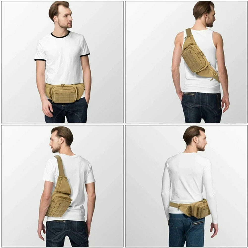 Tactical Concealed Carry Holster Fanny Pack Waist Conceal Hidden Pistol Handgun Gun Bag Hiking Mobile Phone Belt Pack Combat Bag