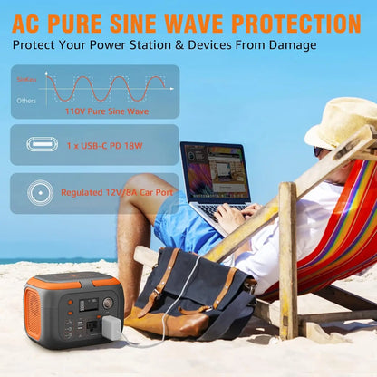 300W Portable Power Station 260Wh/70000mAh Outdoor Solar Generator 110V Outlet Solar Power Banks