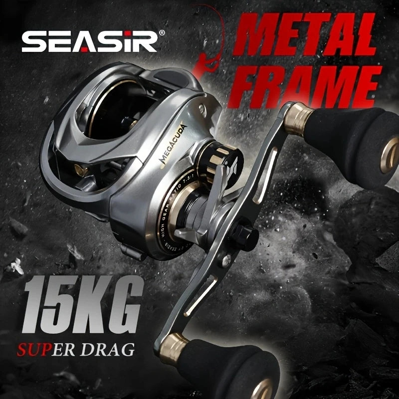 Baitcasting Reel Drag 15KG Deep Spool 6.5:1 Aluminum Frame Carbon Side Double Handle Jigging