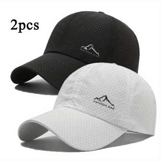 2PCS Unisex Baseball Caps Summer Quick drying Breathable Hat Outdoor Sports Sum Shade Cap for Outdoor Fishing Camping