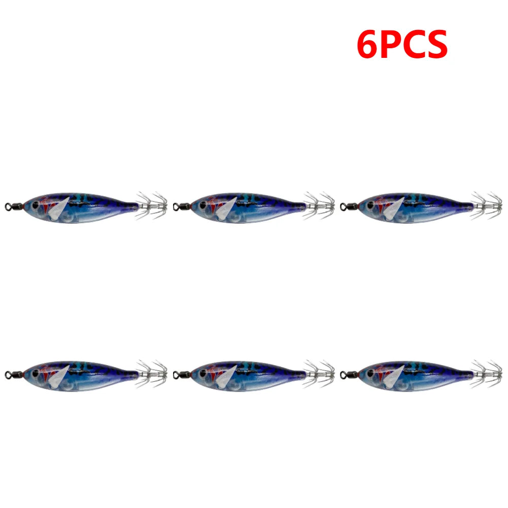 5.7g/8cm Squid Jig Baits Double Hook Glow In The Dark for Night Fishing