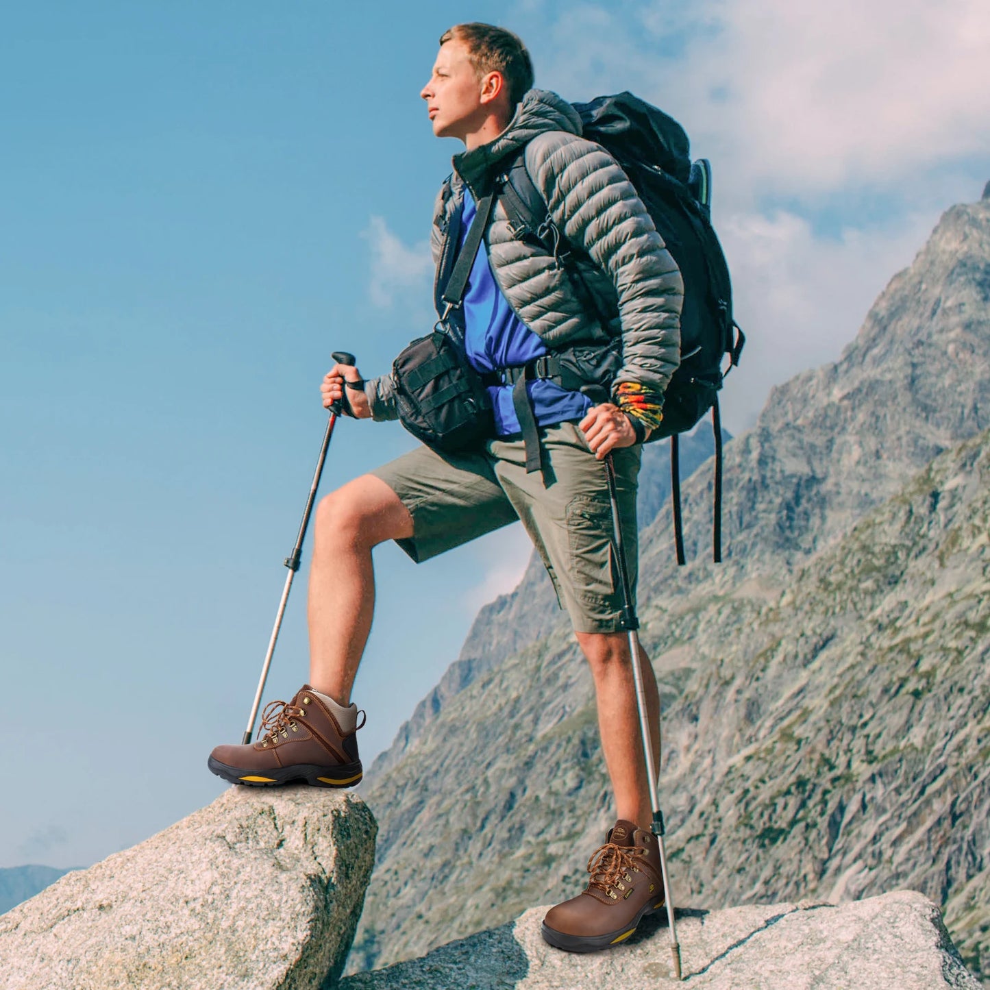 ,Soft Toe, Slip Resistant Safety , Waterproof Anti-Fatigue Brown