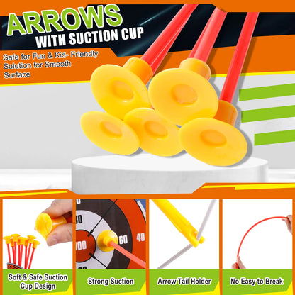 2 Bow and Arrow Sets with LED Light-up, 2 Foam Dart Guns for Kids