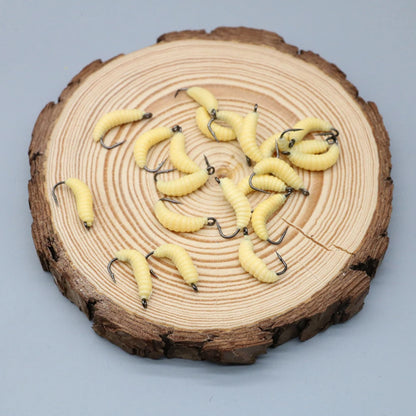 30PCS Artificial Breadworms Fishing Bait with Hooks