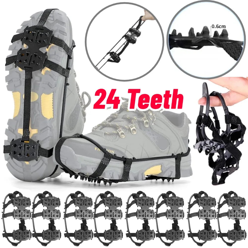 24 Teeth Mountaineering  Anti-Slip Snow Claw Shoe Covers