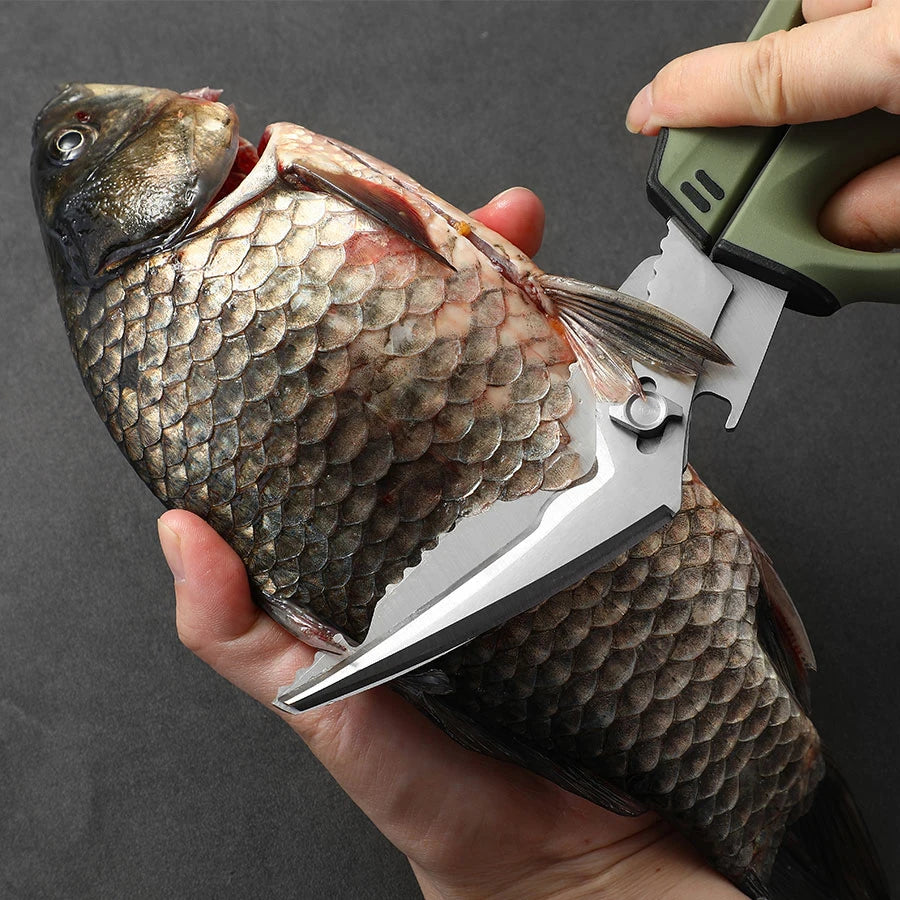 Multifunctional stainless steel detachable  , fishing scissors with fish bone remover, non-slip handle