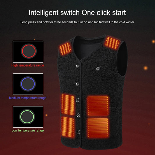 Unisex Electric Heated Rechargable Thermal Vest 16 Heating Areas 3 Heating Levels