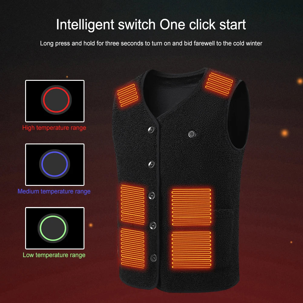 Unisex Electric Heated Rechargable Thermal Vest 16 Heating Areas 3 Heating Levels