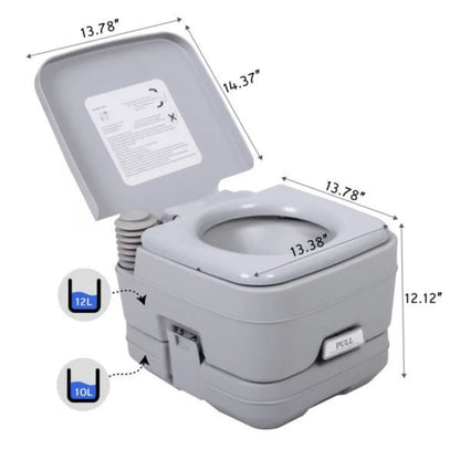 Lightweight Portable Toilet 2.6 Gallon Flushable Camping Toilet