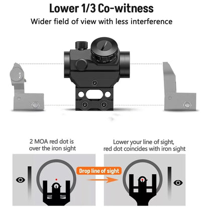 1x20 Red Dot Sight Tactical Rifle Scope Sight Reflex Sight Optical Sight with 1 inch Riser Mount
