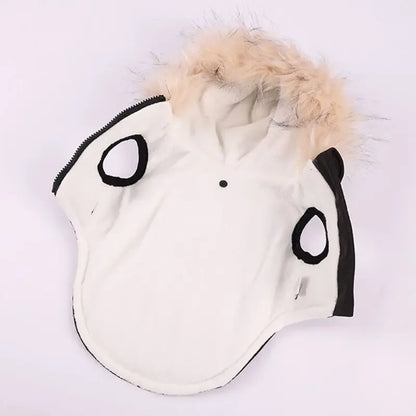 Fleece Lining Dog Hoodie with Harness Built in Warm Small Dog Jacket