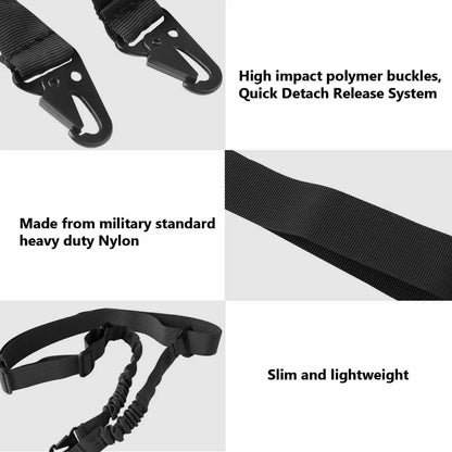 Two Points Rifle Sling with Length Adjuster Traditional Sling with Metal Hook