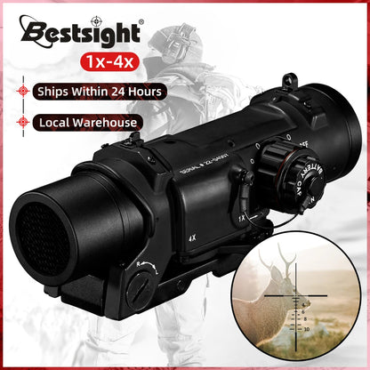 Tactical Rifle Scope Quick Detachable 1X-4X Adjustable Dual Role Sight for Airsoft Gun Hunting