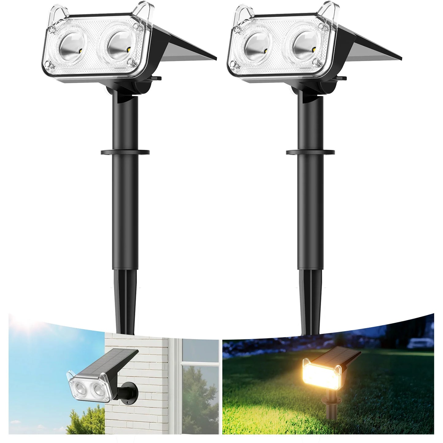 2/4 Pack Solar Spot Lights, Auto On/Off, 2 Modes Outdoor  Light