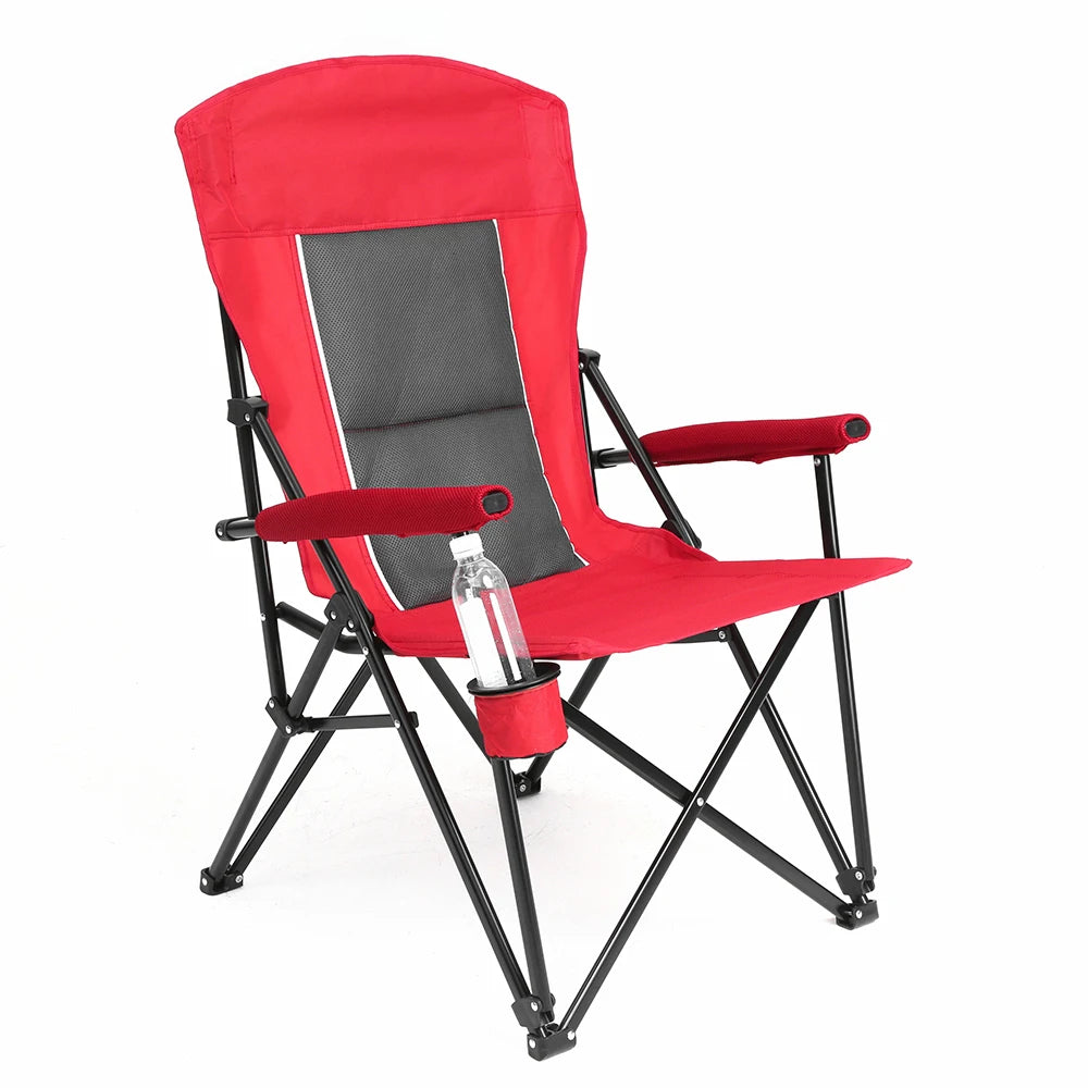 Outdoor Camping Chair, Portable Folding Lounge Moon Chair With Armrests,